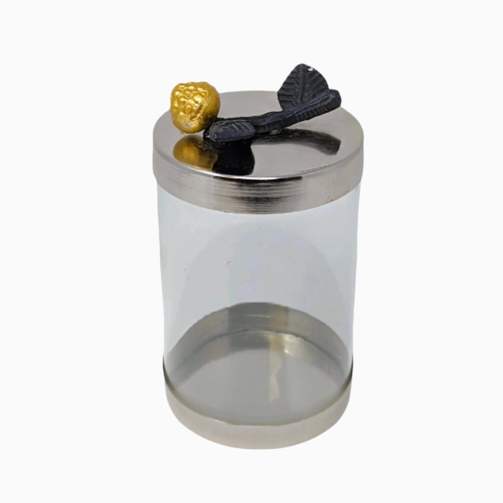 Clear Glass Jar with Golden Berry Accent for Kitchen Decor
